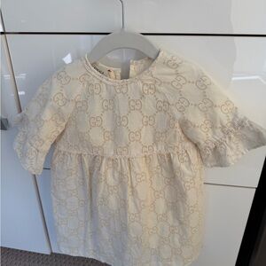 Cream Eyelet Dress with GG Logo